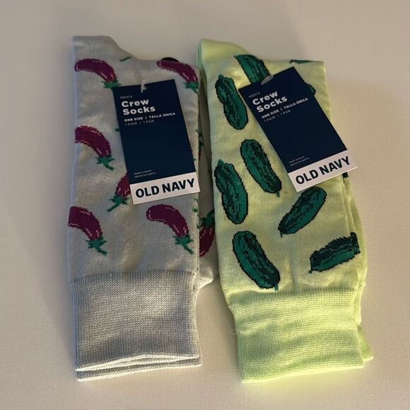 Eggplant Pickle Socks Mens Old Navy 2 Pack - Picture 1 of 2